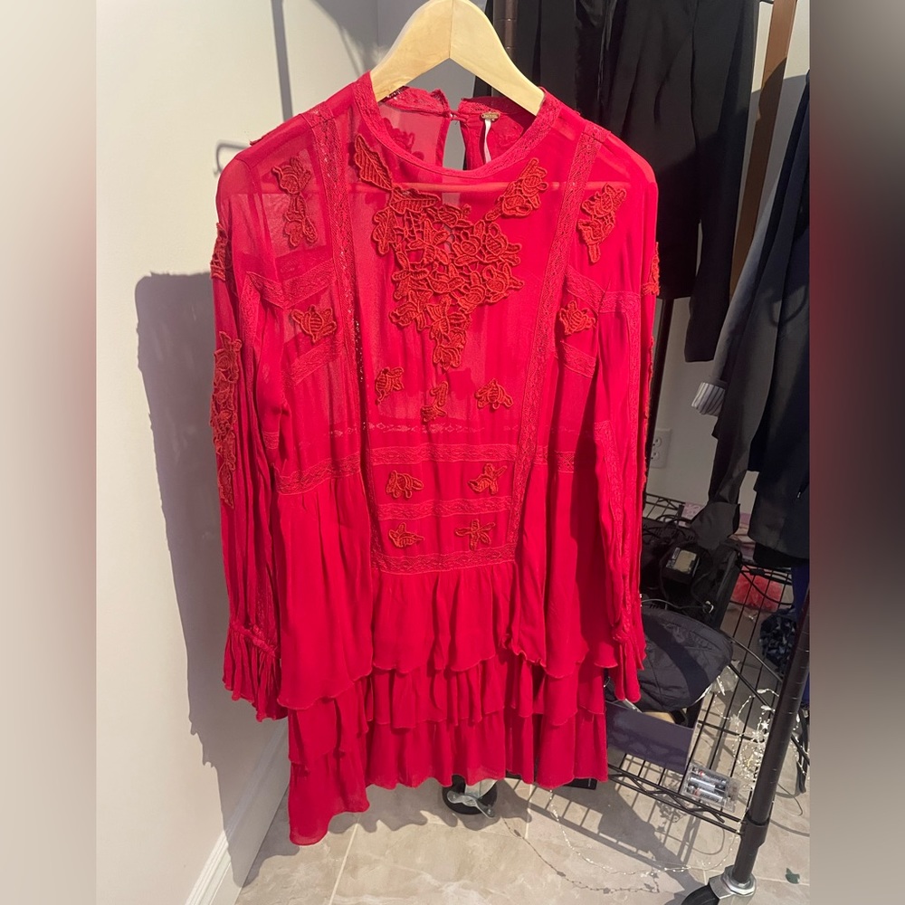 Free People, red dress, small